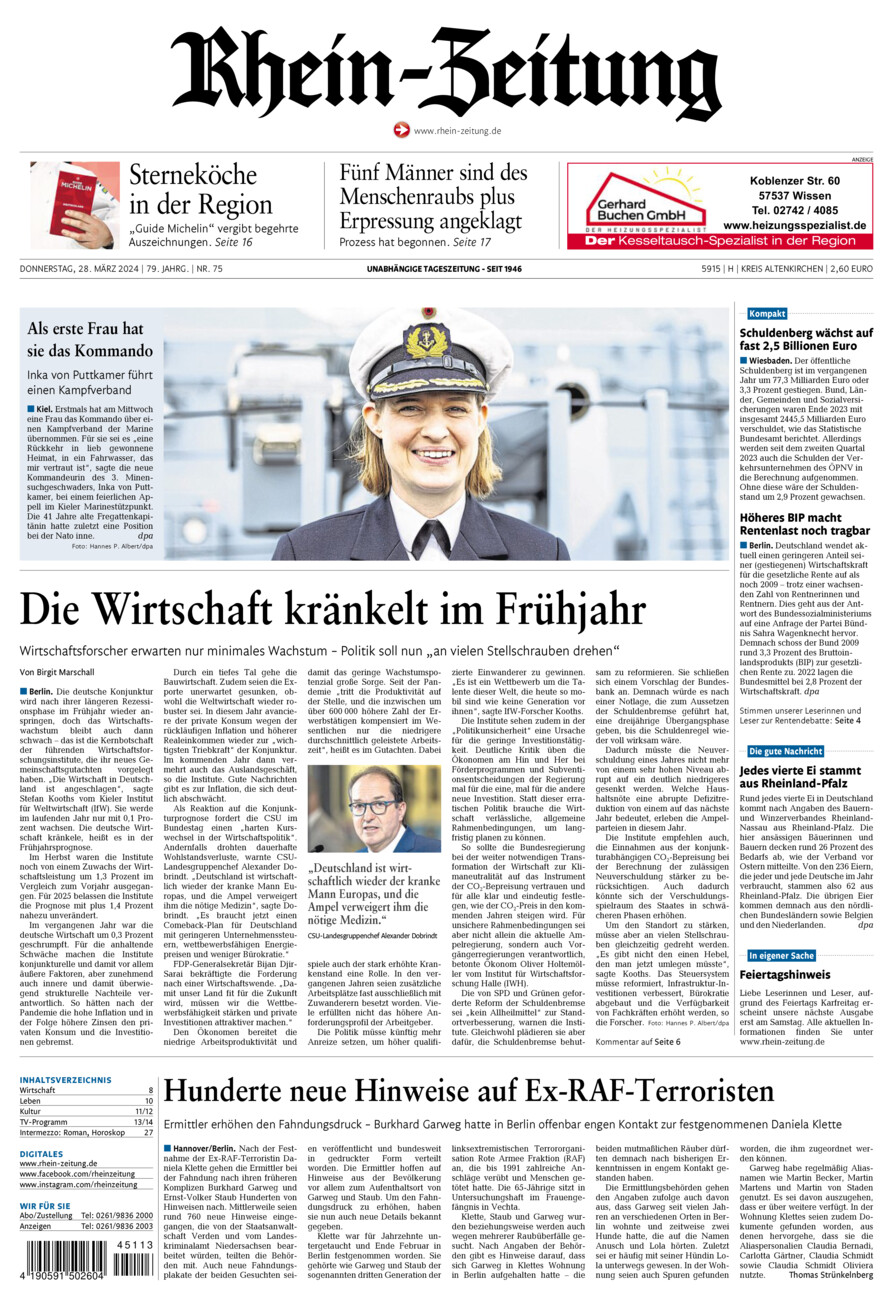Rhein-Zeitung Kreis Altenkirchen vom Donnerstag, 28.03.2024