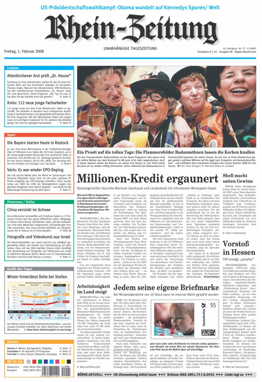 Rhein-Zeitung Kreis Altenkirchen vom Freitag, 01.02.2008