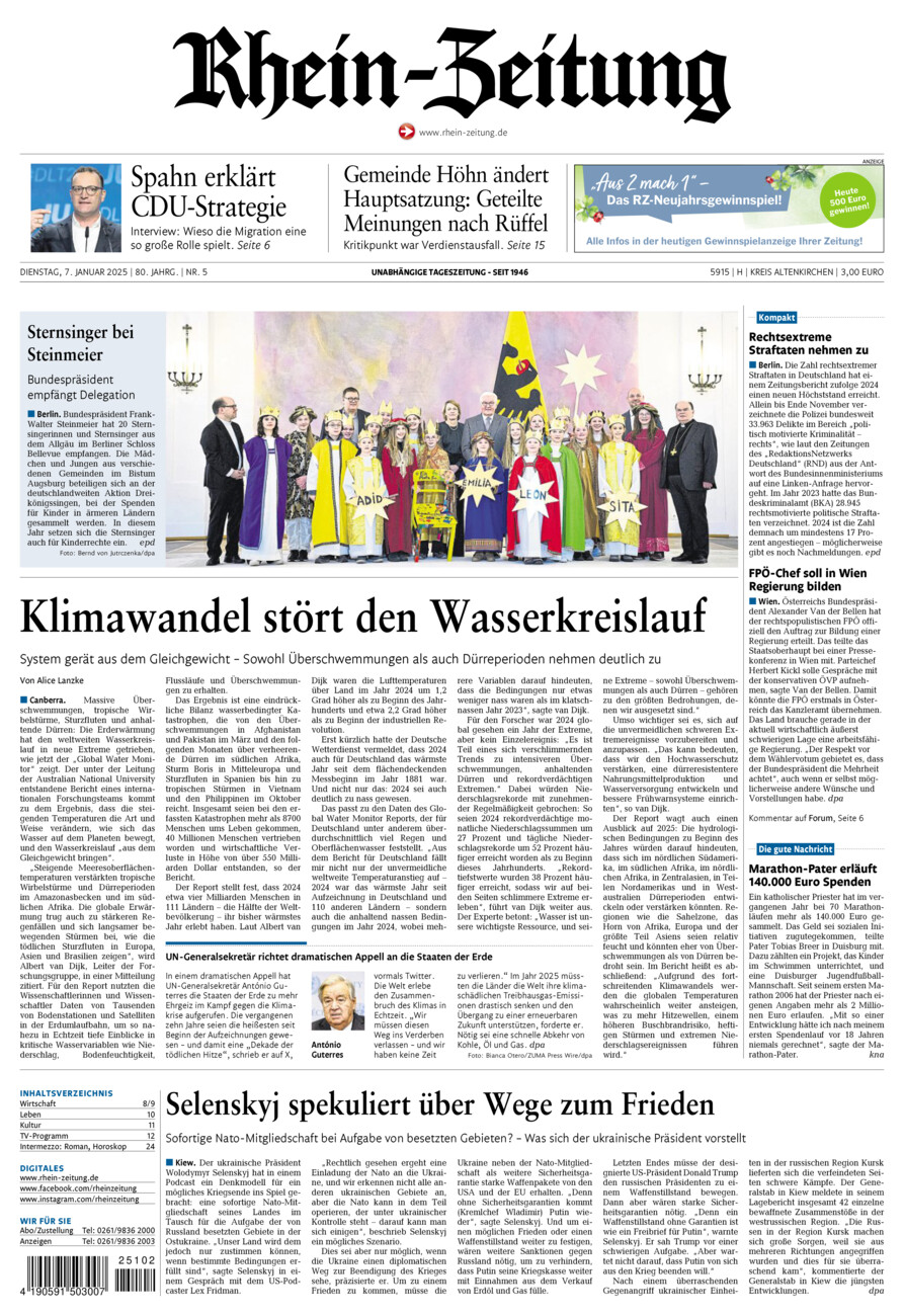 Rhein-Zeitung Kreis Altenkirchen vom Dienstag, 07.01.2025