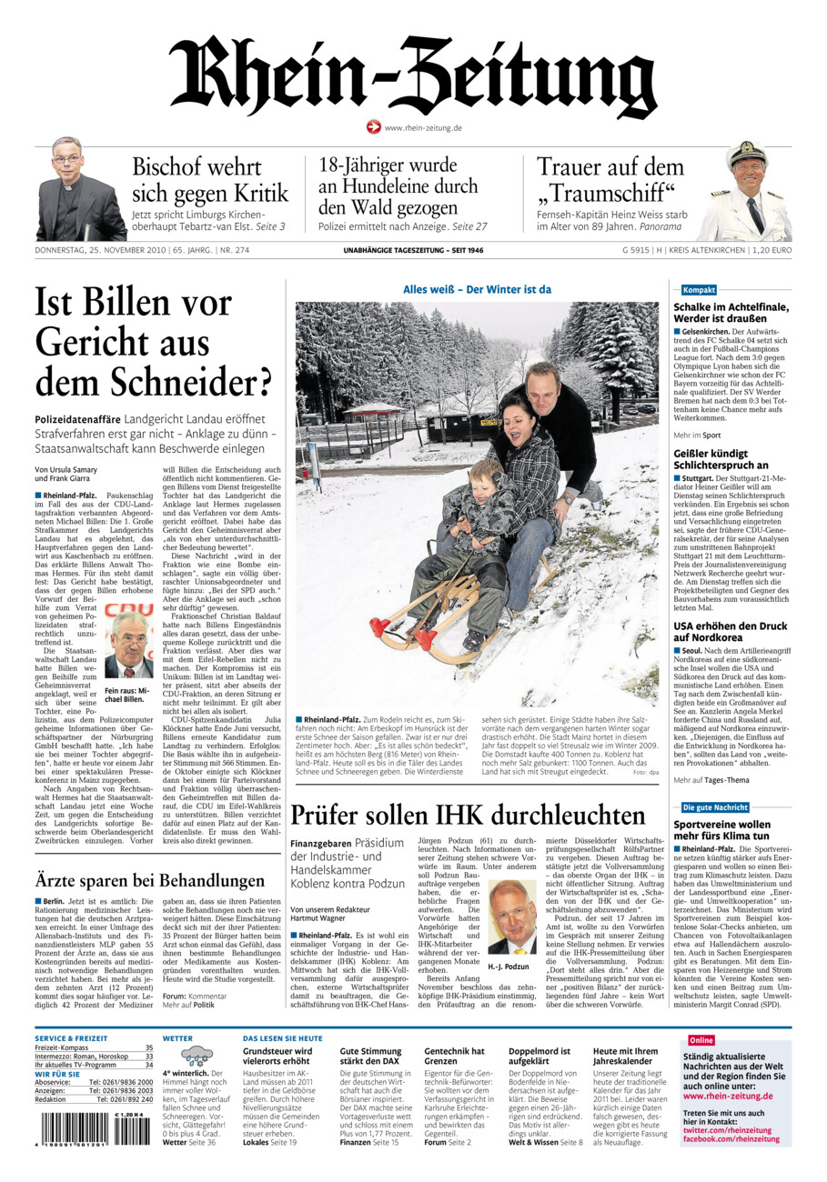Rhein-Zeitung Kreis Altenkirchen vom Donnerstag, 25.11.2010
