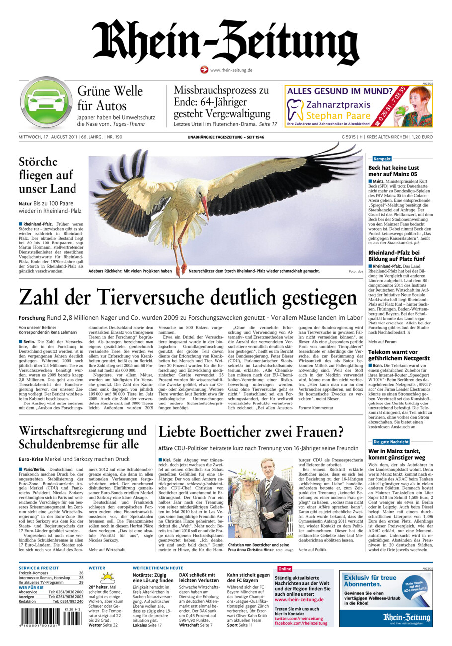 Rhein-Zeitung Kreis Altenkirchen vom Mittwoch, 17.08.2011