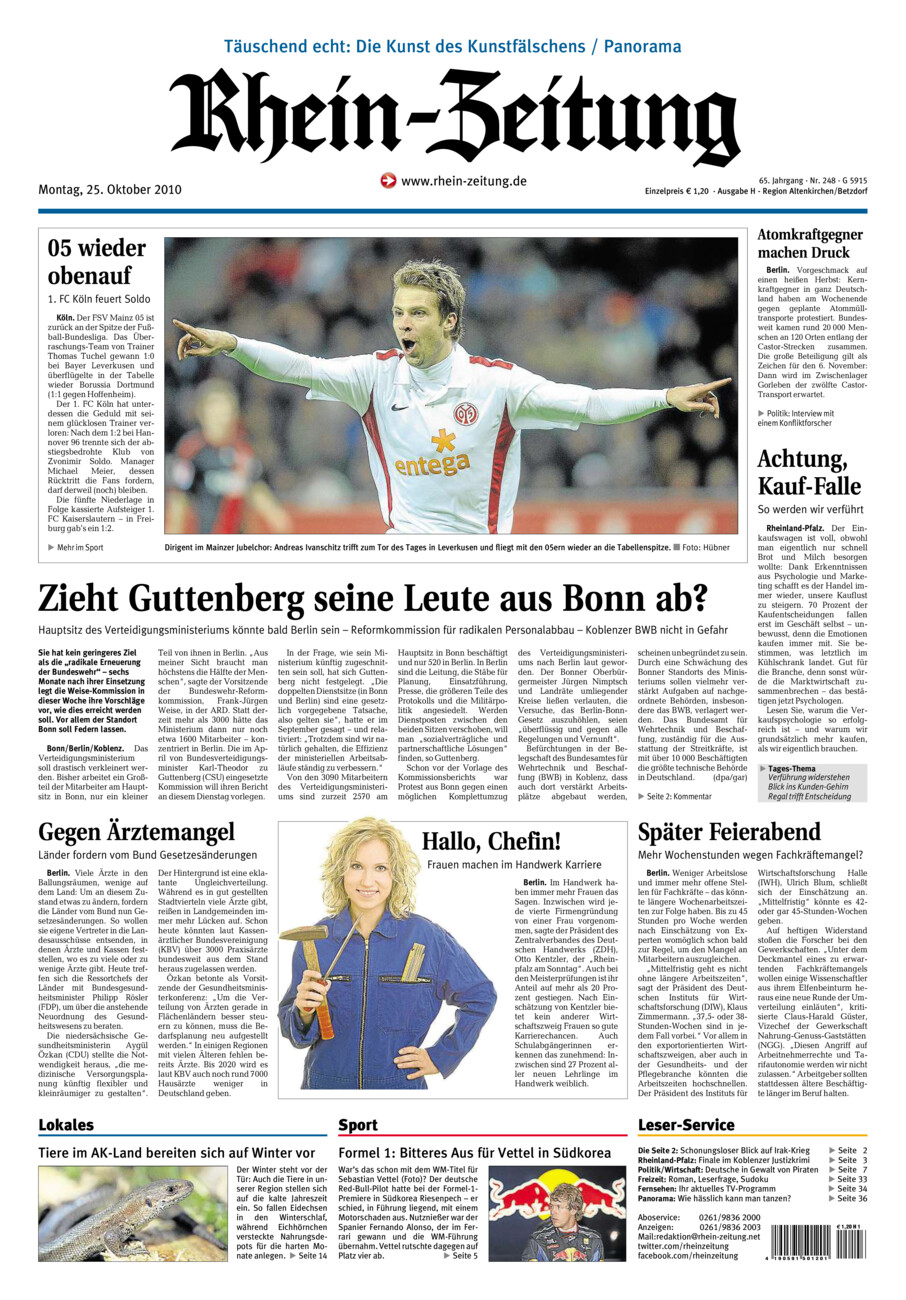 Rhein-Zeitung Kreis Altenkirchen vom Montag, 25.10.2010
