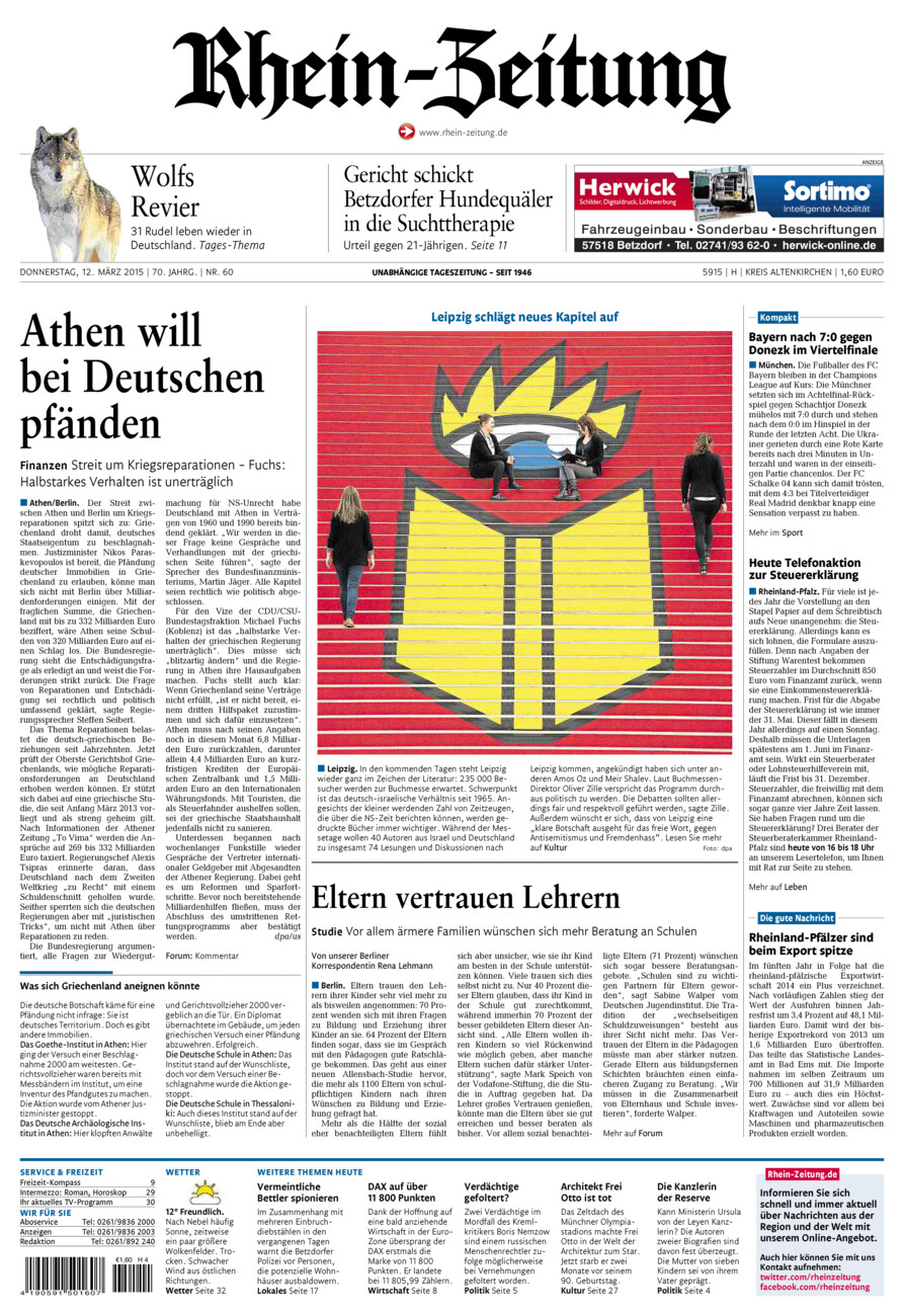 Rhein-Zeitung Kreis Altenkirchen vom Donnerstag, 12.03.2015