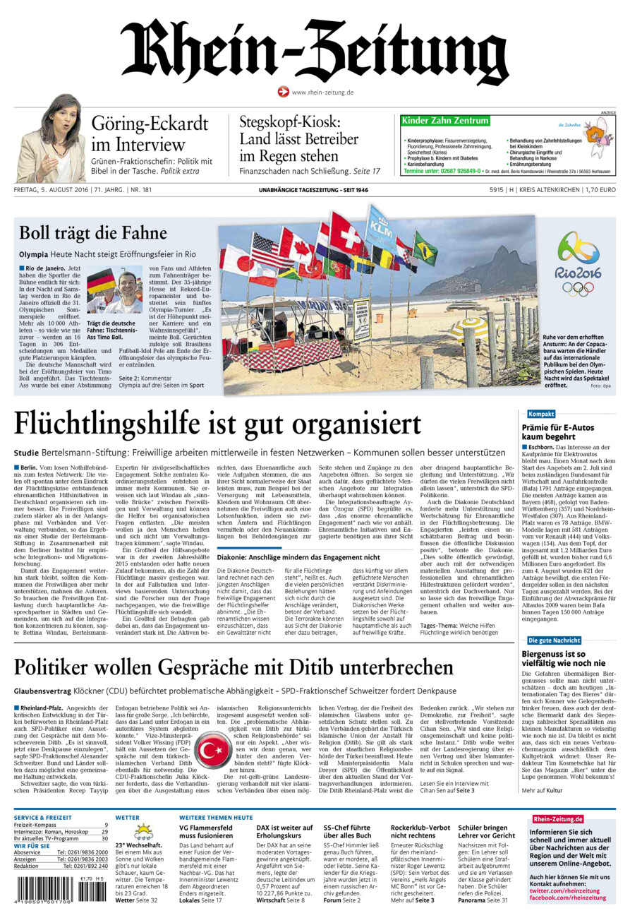 Rhein-Zeitung Kreis Altenkirchen vom Freitag, 05.08.2016