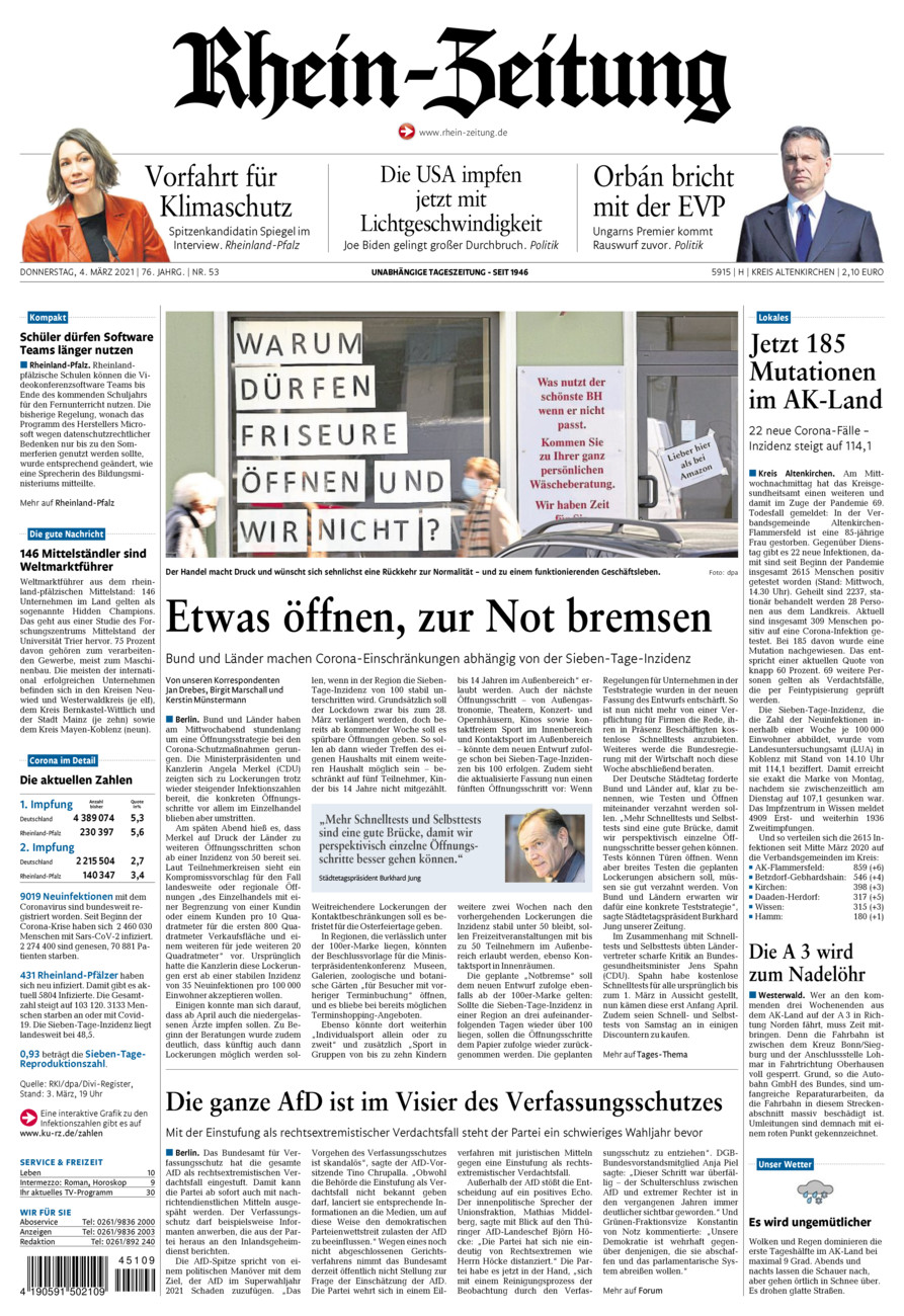 Rhein-Zeitung Kreis Altenkirchen vom Donnerstag, 04.03.2021