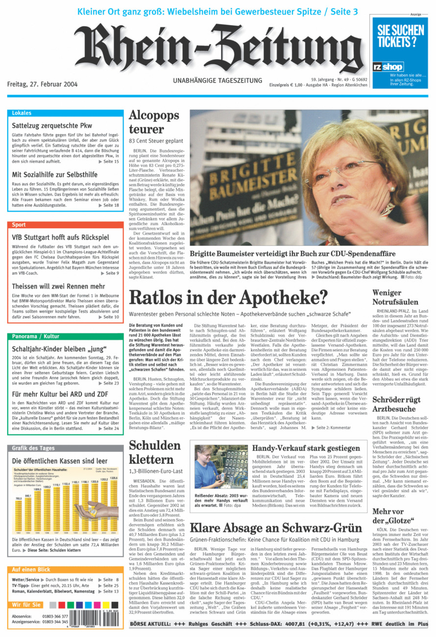 Rhein-Zeitung Kreis Altenkirchen vom Freitag, 27.02.2004