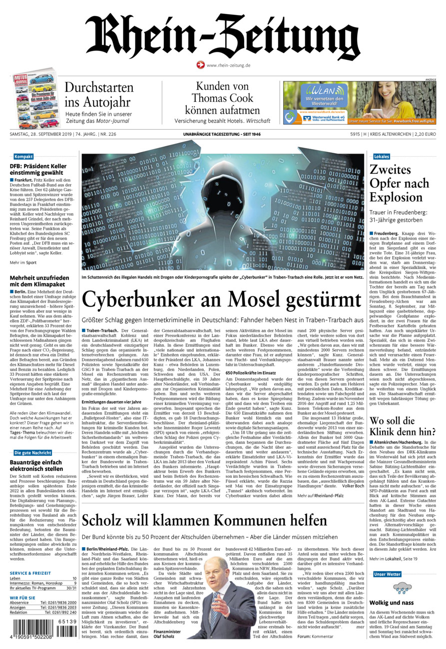 Rhein-Zeitung Kreis Altenkirchen vom Samstag, 28.09.2019