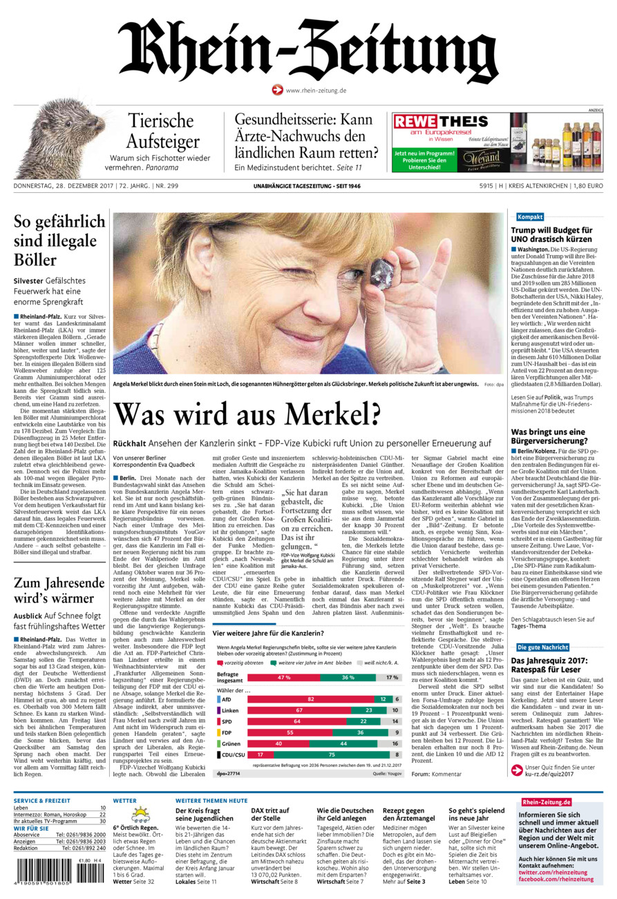 Rhein-Zeitung Kreis Altenkirchen vom Donnerstag, 28.12.2017