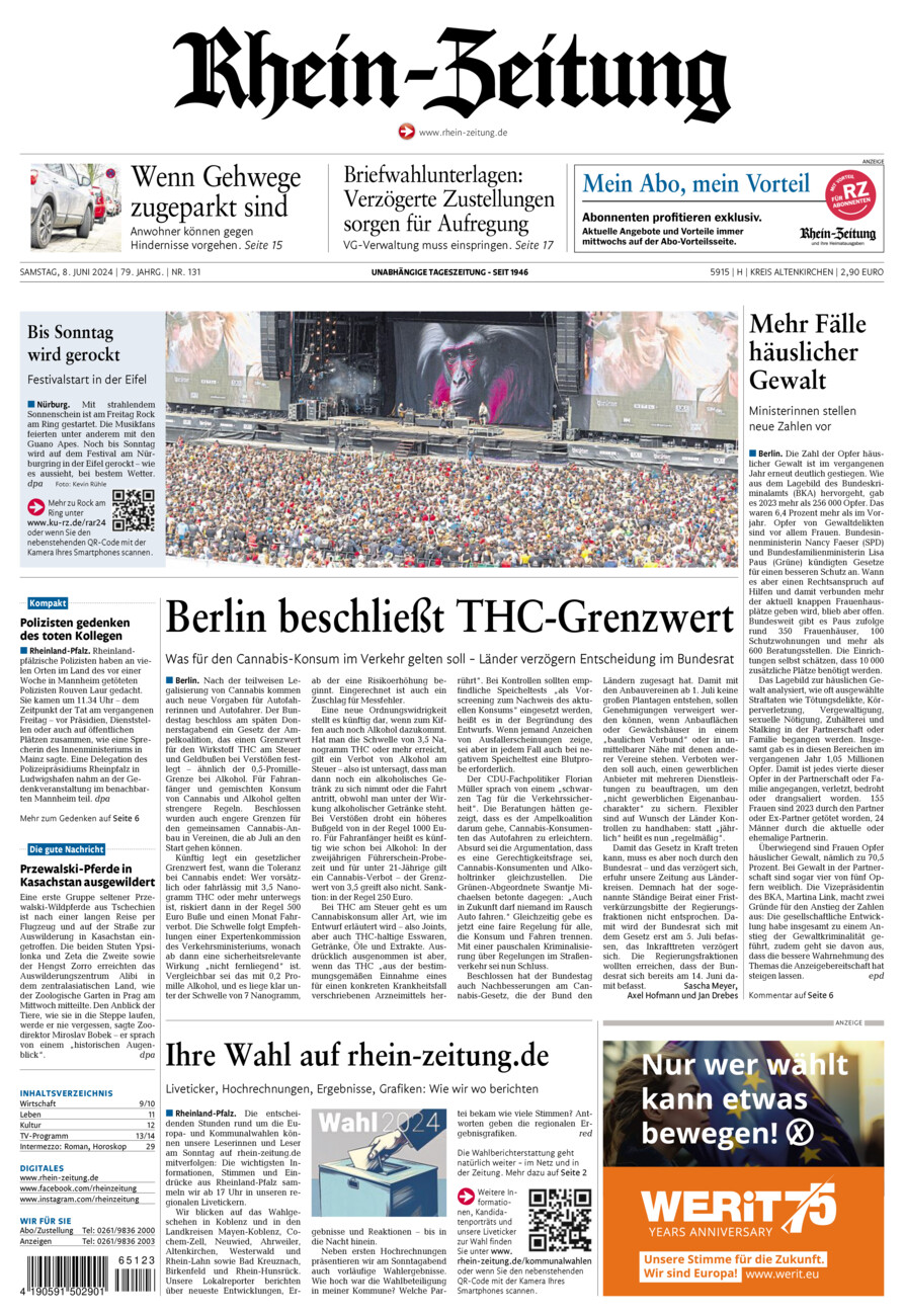 Rhein-Zeitung Kreis Altenkirchen vom Samstag, 08.06.2024