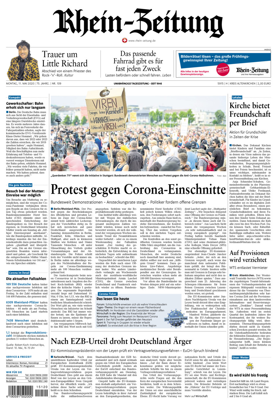 Rhein-Zeitung Kreis Altenkirchen vom Montag, 11.05.2020