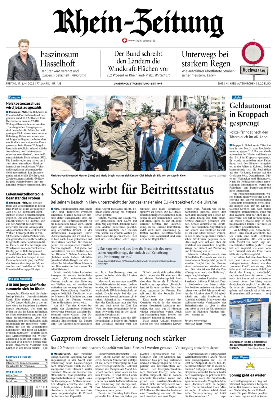 Rhein-Zeitung Kreis Altenkirchen vom Freitag, 17.06.2022