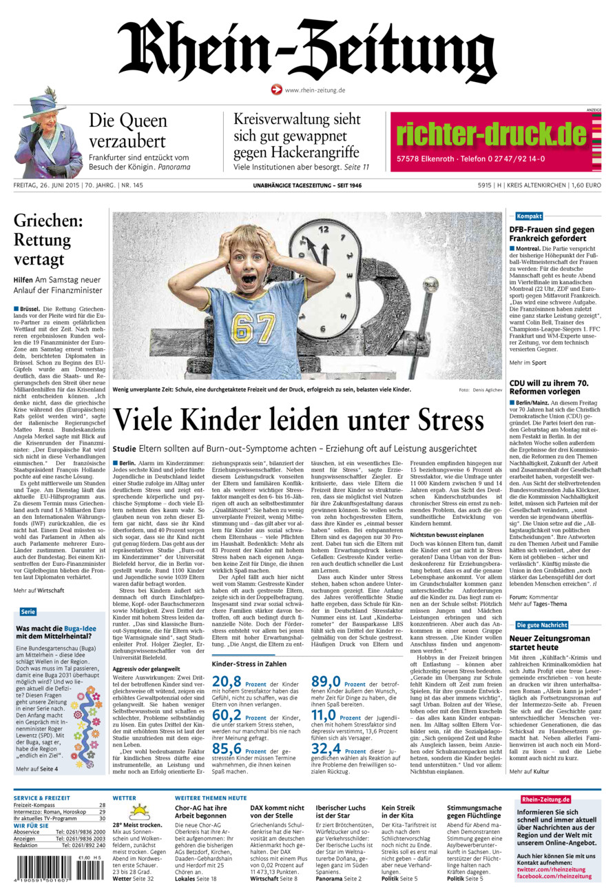 Rhein-Zeitung Kreis Altenkirchen vom Freitag, 26.06.2015