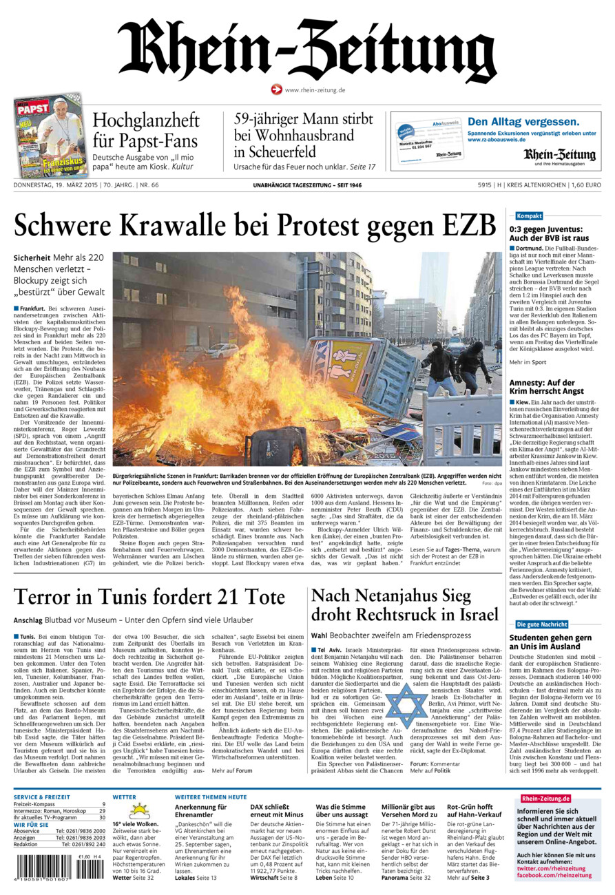 Rhein-Zeitung Kreis Altenkirchen vom Donnerstag, 19.03.2015