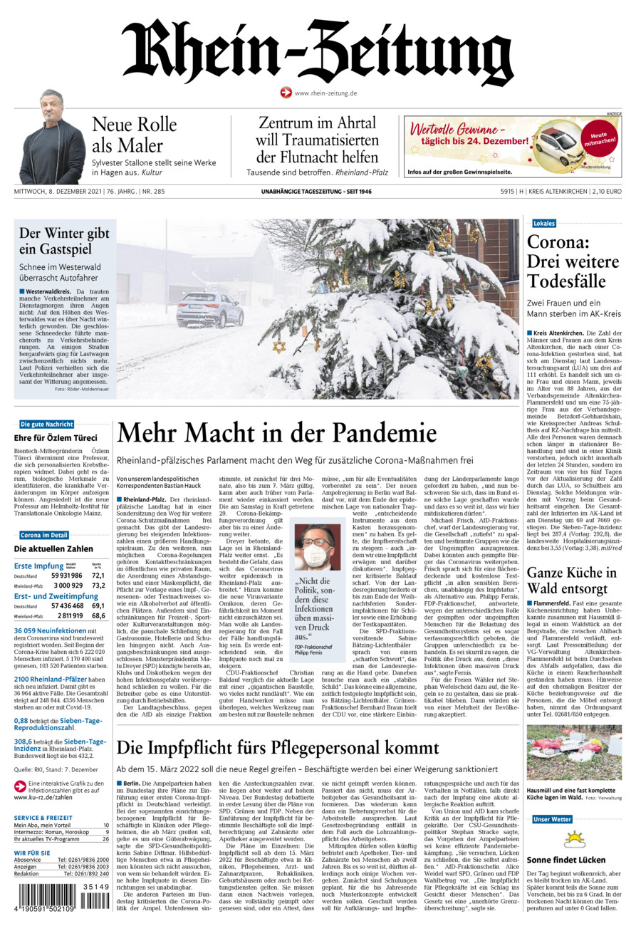 Rhein-Zeitung Kreis Altenkirchen vom Mittwoch, 08.12.2021