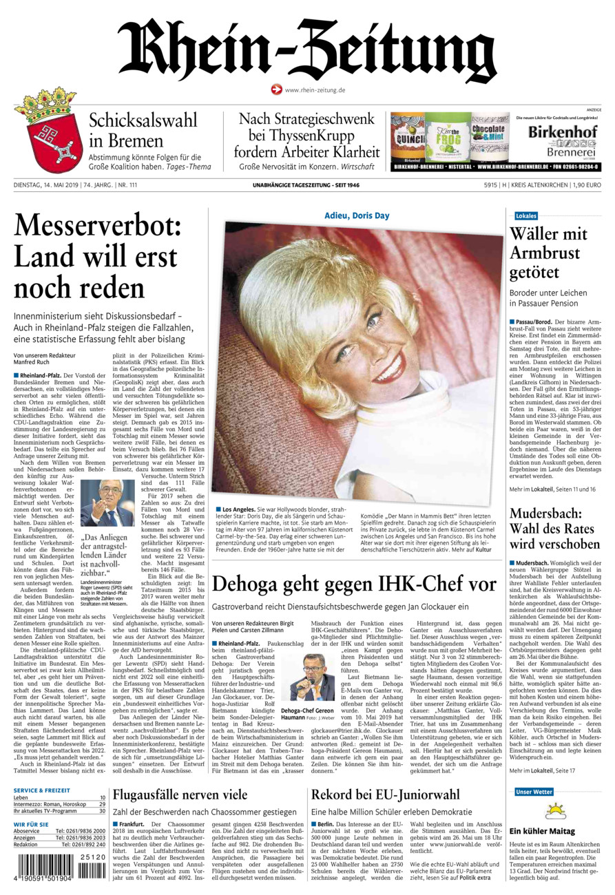 Rhein-Zeitung Kreis Altenkirchen vom Dienstag, 14.05.2019
