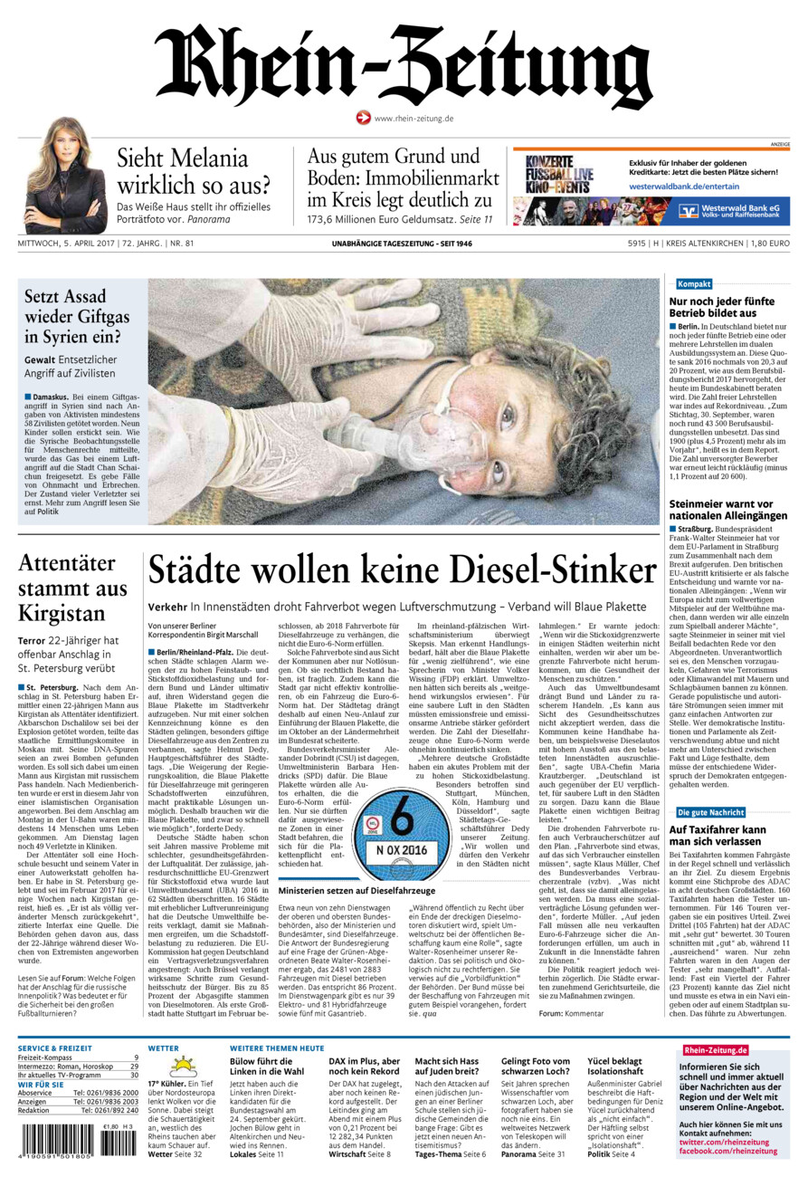 Rhein-Zeitung Kreis Altenkirchen vom Mittwoch, 05.04.2017