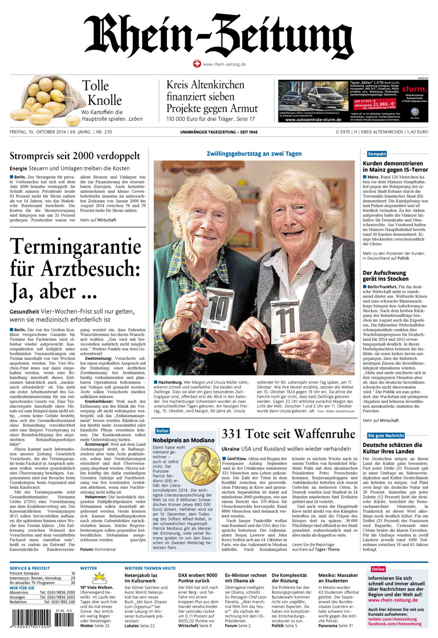 Rhein-Zeitung Kreis Altenkirchen vom Freitag, 10.10.2014