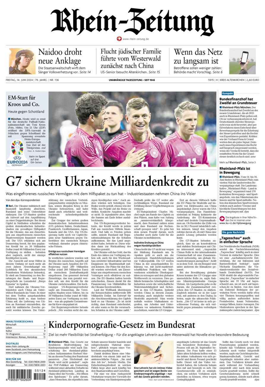 Rhein-Zeitung Kreis Altenkirchen vom Freitag, 14.06.2024