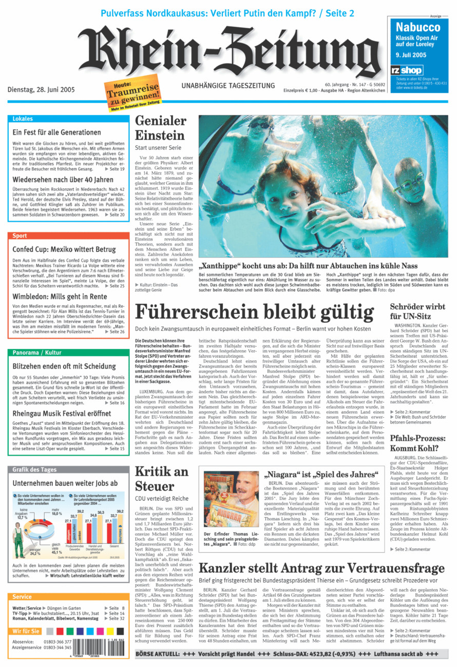 Rhein-Zeitung Kreis Altenkirchen vom Dienstag, 28.06.2005