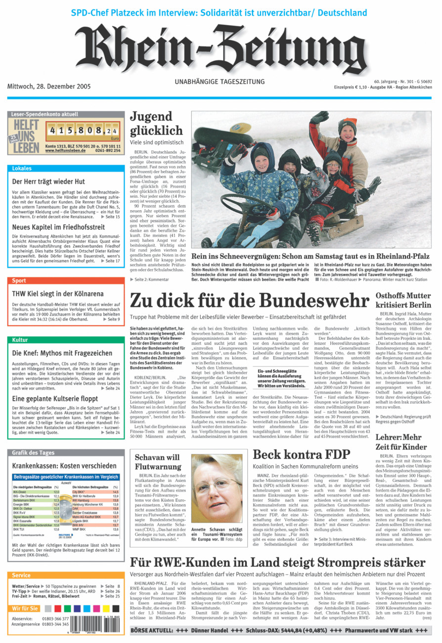 Rhein-Zeitung Kreis Altenkirchen vom Mittwoch, 28.12.2005