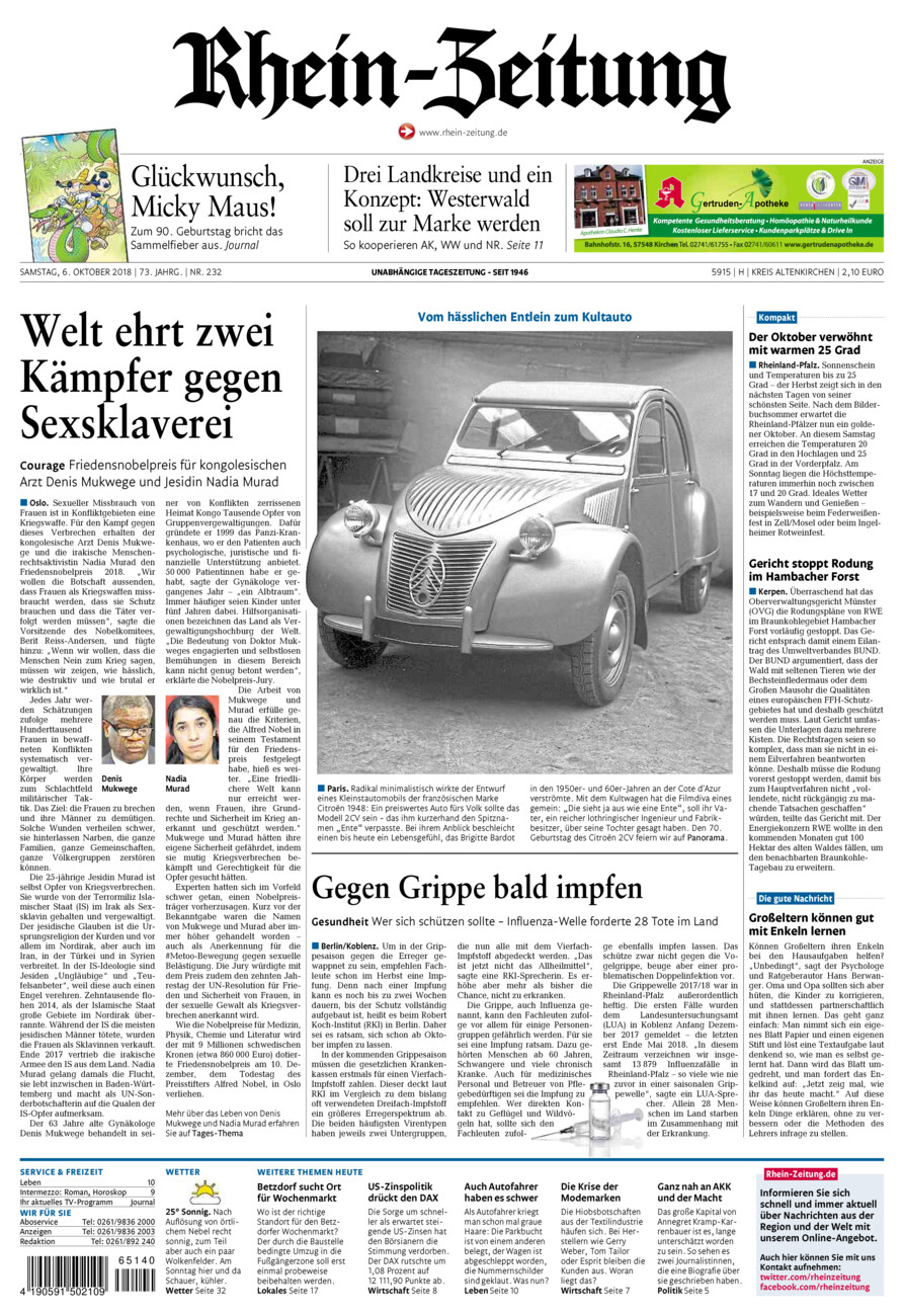 Rhein-Zeitung Kreis Altenkirchen vom Samstag, 06.10.2018