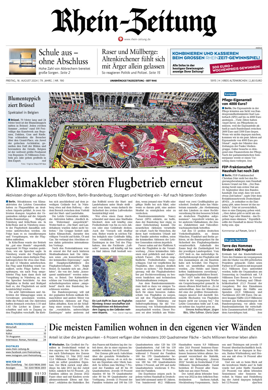 Rhein-Zeitung Kreis Altenkirchen vom Freitag, 16.08.2024