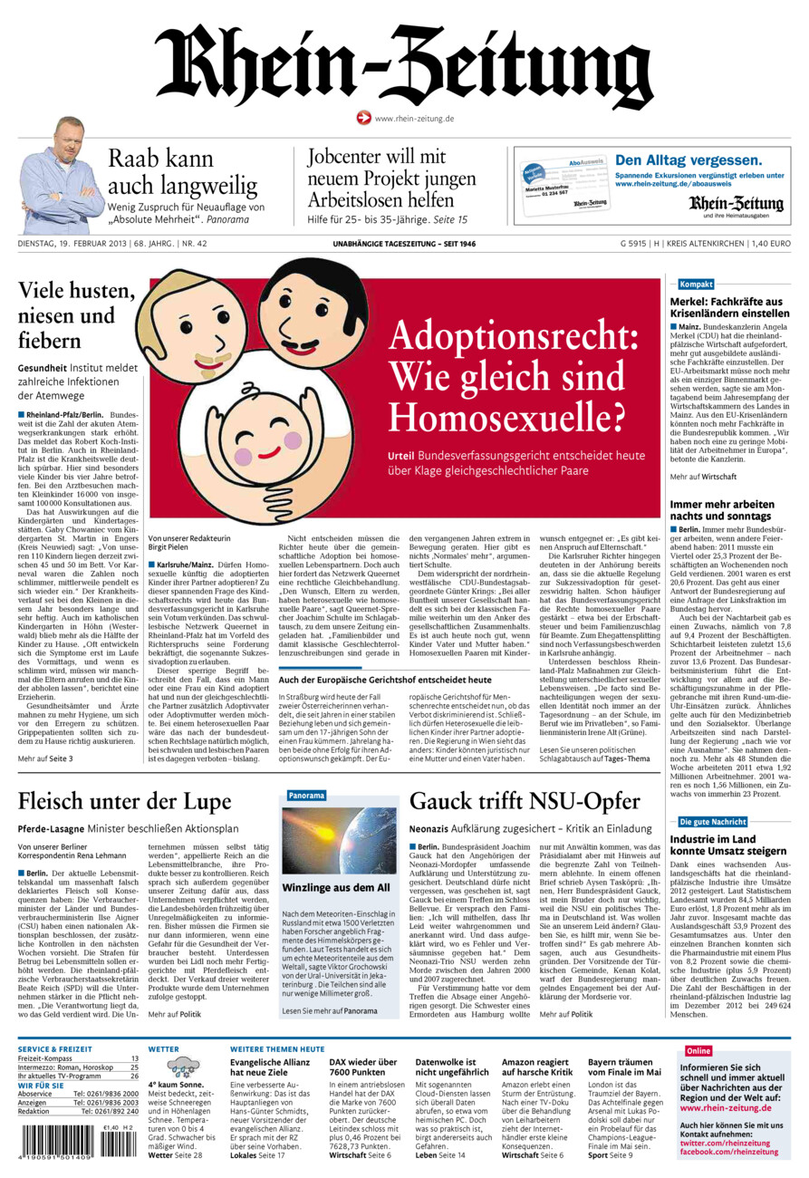 Rhein-Zeitung Kreis Altenkirchen vom Dienstag, 19.02.2013