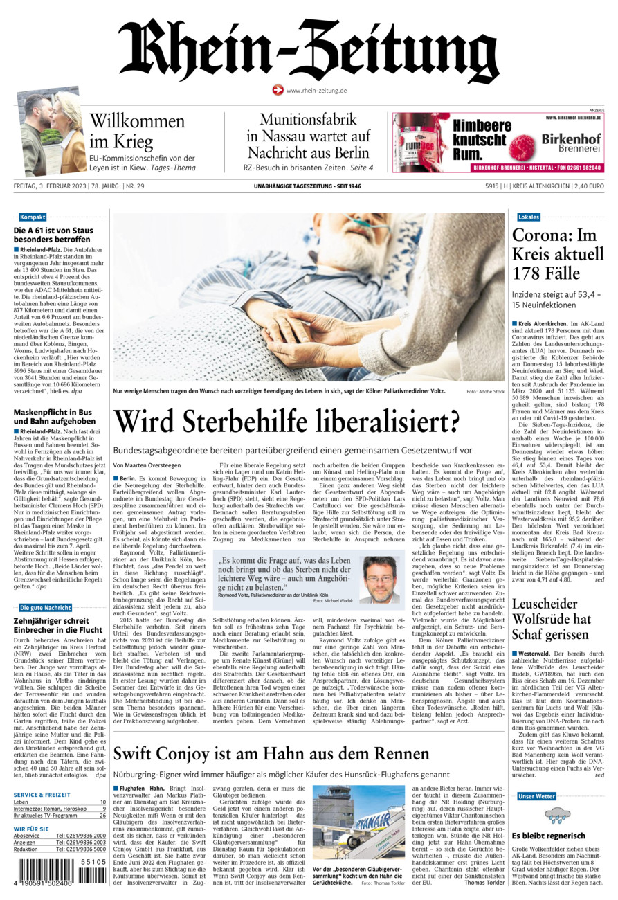 Rhein-Zeitung Kreis Altenkirchen vom Freitag, 03.02.2023