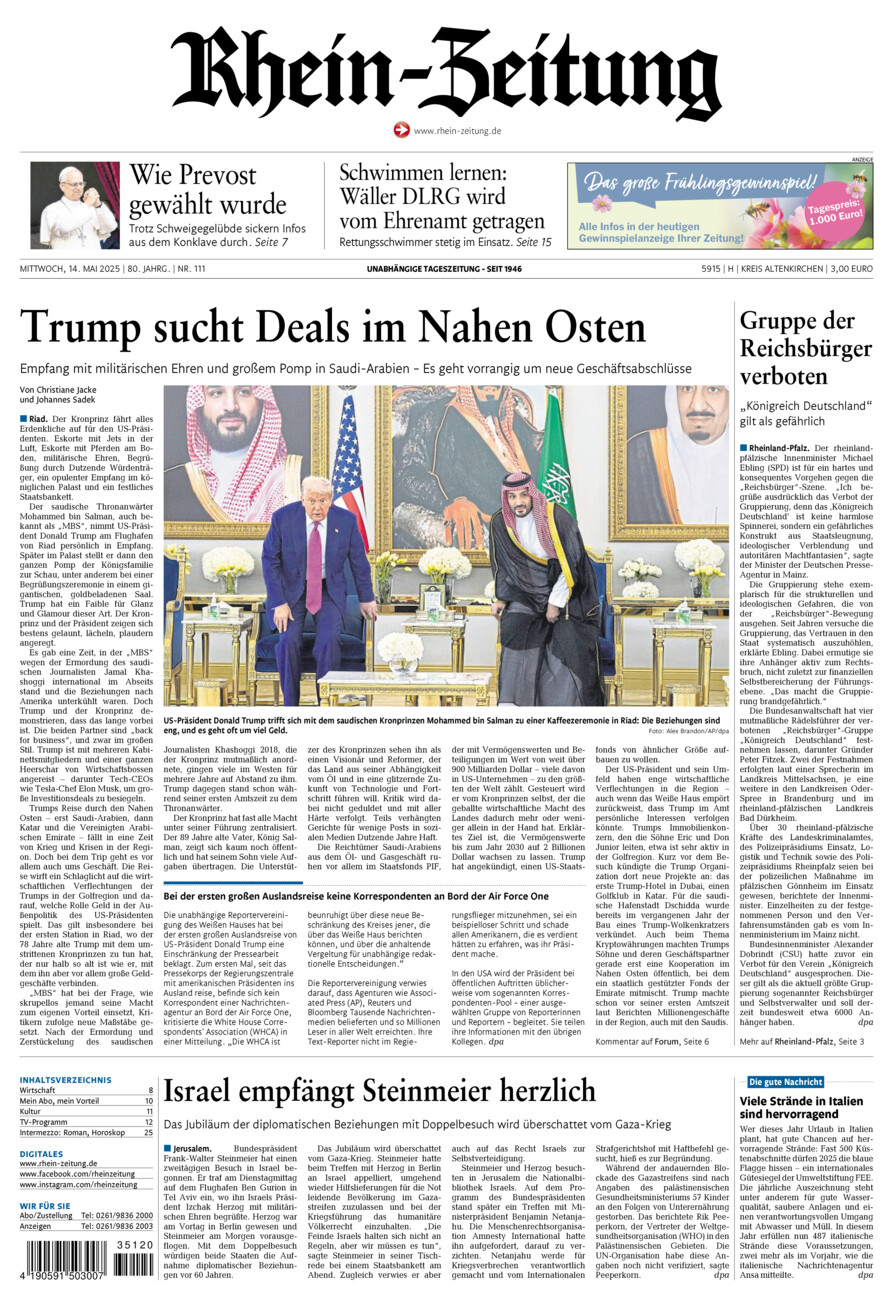 Rhein-Zeitung Kreis Altenkirchen vom Mittwoch, 14.05.2025