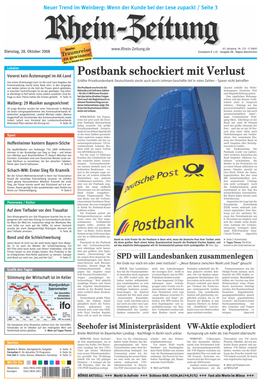 Rhein-Zeitung Kreis Altenkirchen vom Dienstag, 28.10.2008