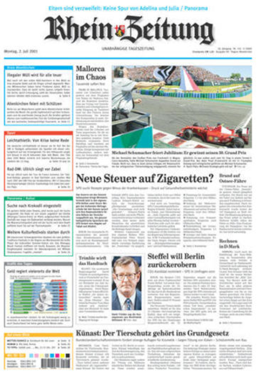 Rhein-Zeitung Kreis Altenkirchen vom Montag, 02.07.2001