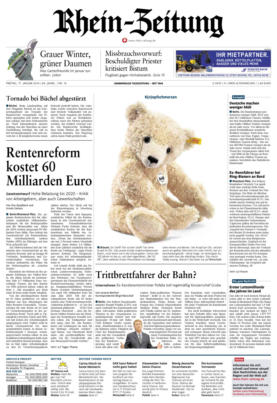 Rhein-Zeitung Kreis Altenkirchen vom Freitag, 17.01.2014
