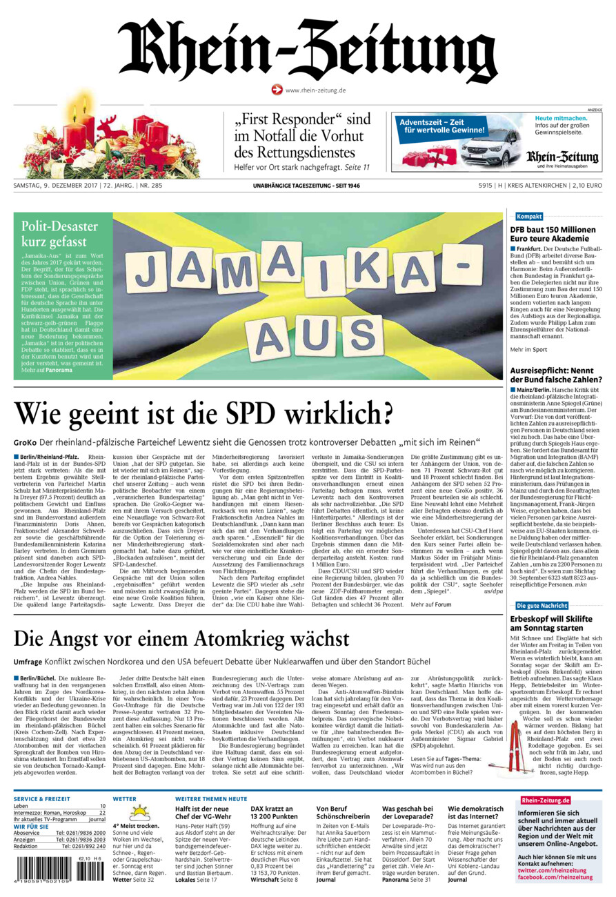 Rhein-Zeitung Kreis Altenkirchen vom Samstag, 09.12.2017