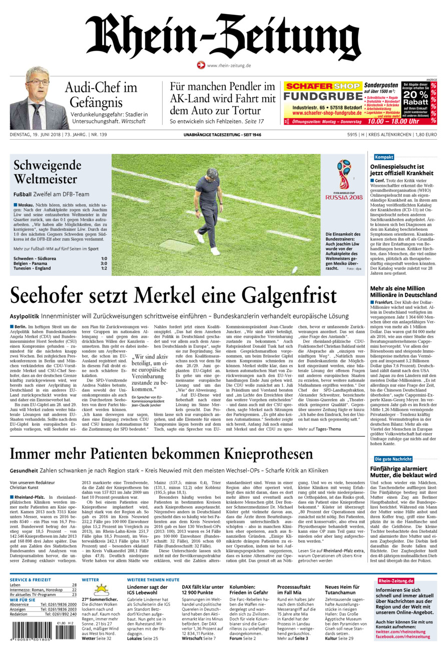 Rhein-Zeitung Kreis Altenkirchen vom Dienstag, 19.06.2018