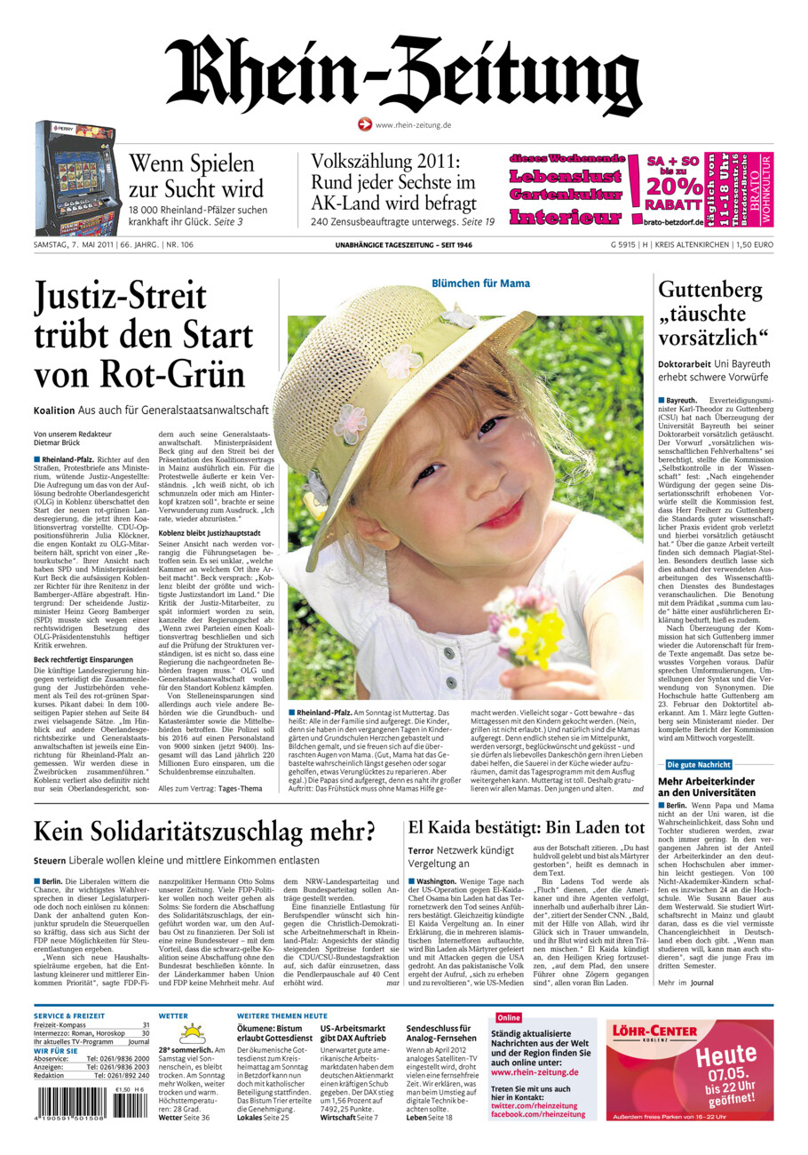 Rhein-Zeitung Kreis Altenkirchen vom Samstag, 07.05.2011