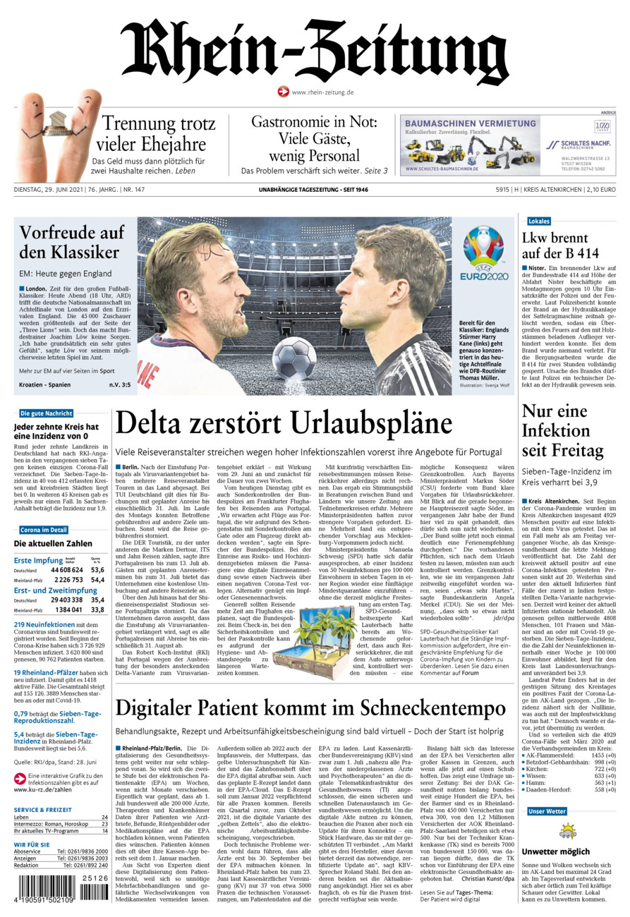 Rhein-Zeitung Kreis Altenkirchen vom Dienstag, 29.06.2021