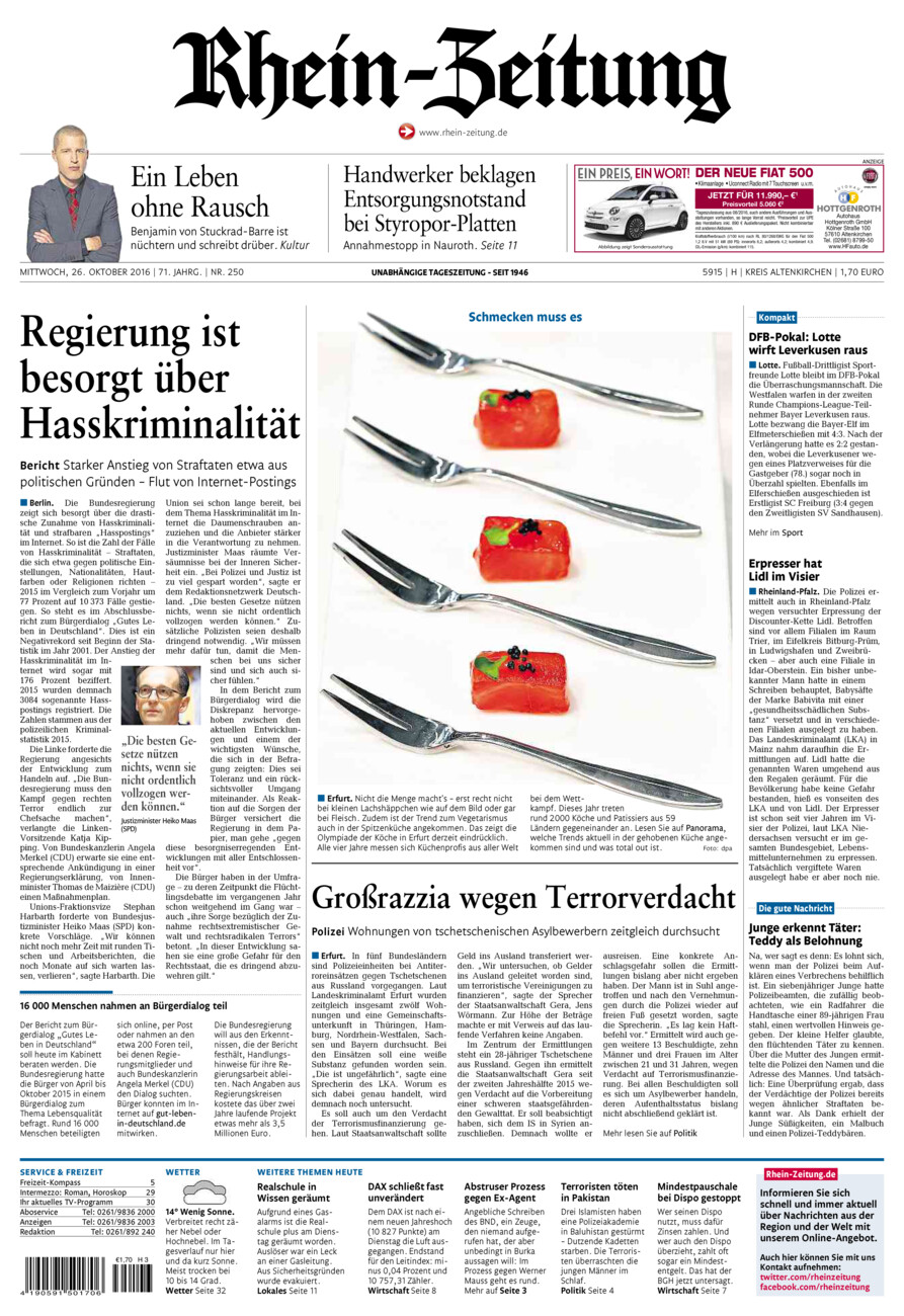 Rhein-Zeitung Kreis Altenkirchen vom Mittwoch, 26.10.2016