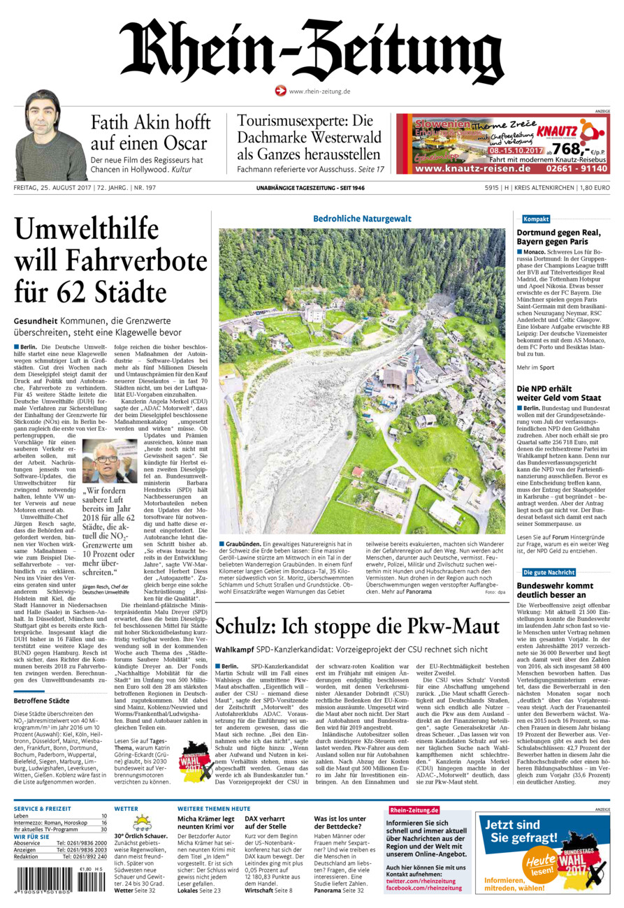 Rhein-Zeitung Kreis Altenkirchen vom Freitag, 25.08.2017