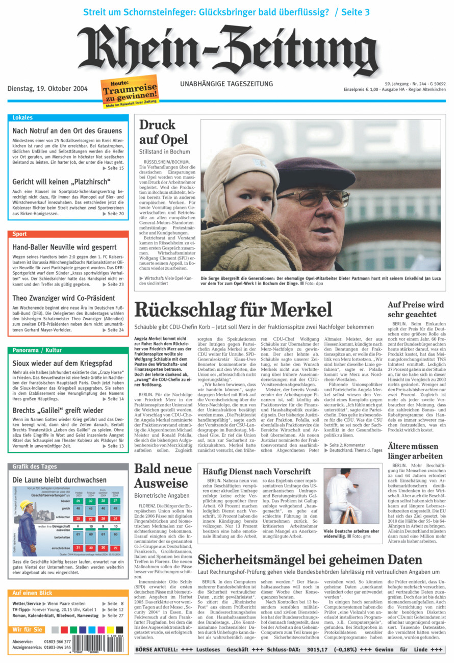 Rhein-Zeitung Kreis Altenkirchen vom Dienstag, 19.10.2004