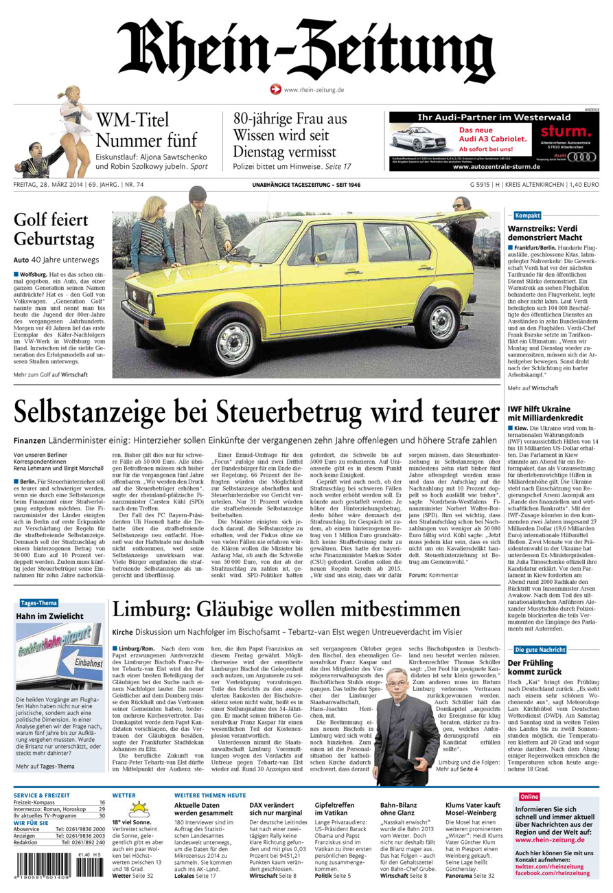 Rhein-Zeitung Kreis Altenkirchen vom Freitag, 28.03.2014