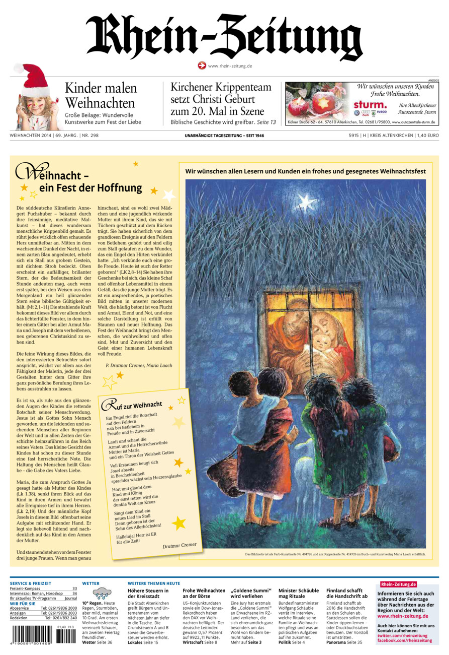 Rhein-Zeitung Kreis Altenkirchen vom Mittwoch, 24.12.2014