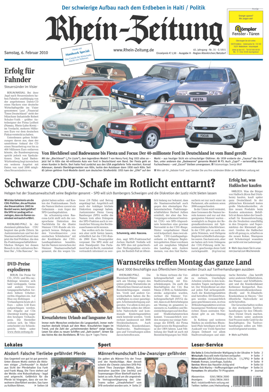 Rhein-Zeitung Kreis Altenkirchen vom Samstag, 06.02.2010