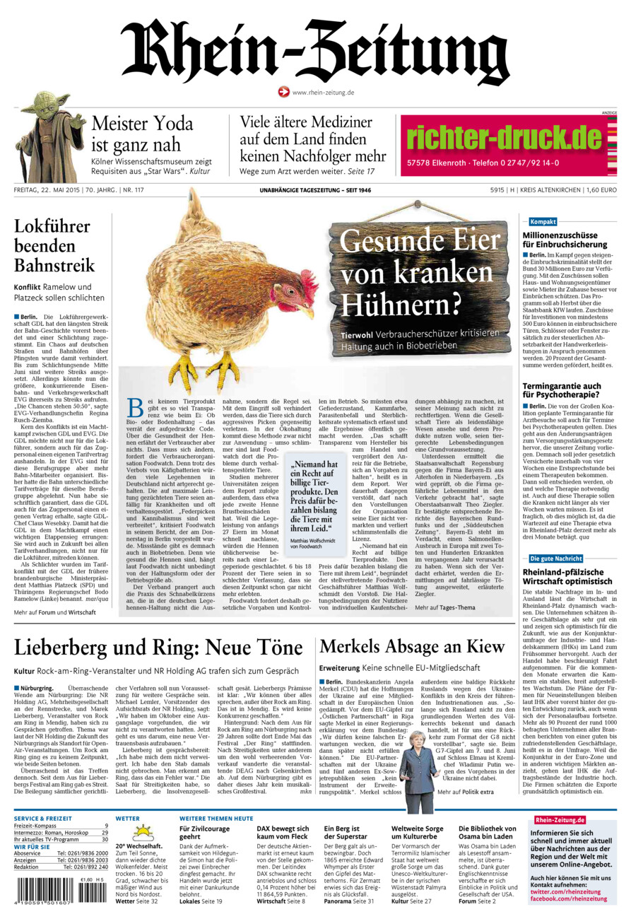 Rhein-Zeitung Kreis Altenkirchen vom Freitag, 22.05.2015