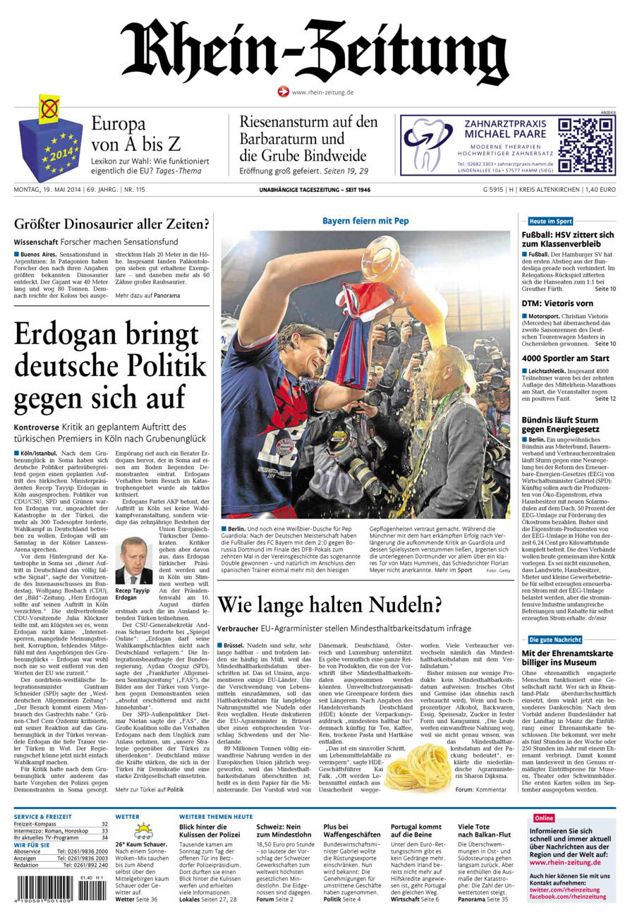 Rhein-Zeitung Kreis Altenkirchen vom Montag, 19.05.2014
