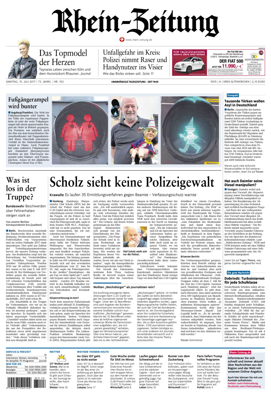Rhein-Zeitung Kreis Altenkirchen vom Samstag, 15.07.2017