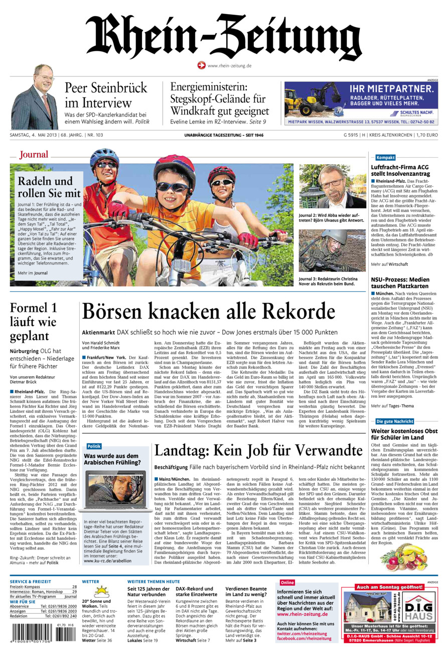 Rhein-Zeitung Kreis Altenkirchen vom Samstag, 04.05.2013