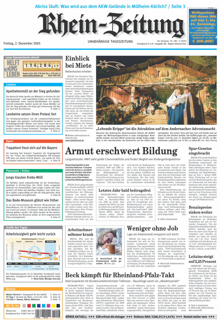 Rhein-Zeitung Kreis Altenkirchen vom Freitag, 02.12.2005