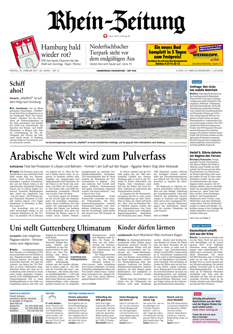 Rhein-Zeitung Kreis Altenkirchen vom Freitag, 18.02.2011