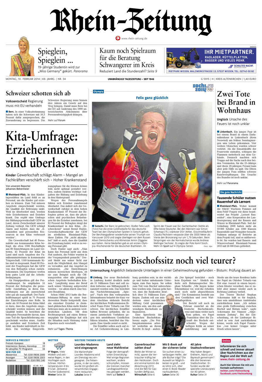 Rhein-Zeitung Kreis Altenkirchen vom Montag, 10.02.2014