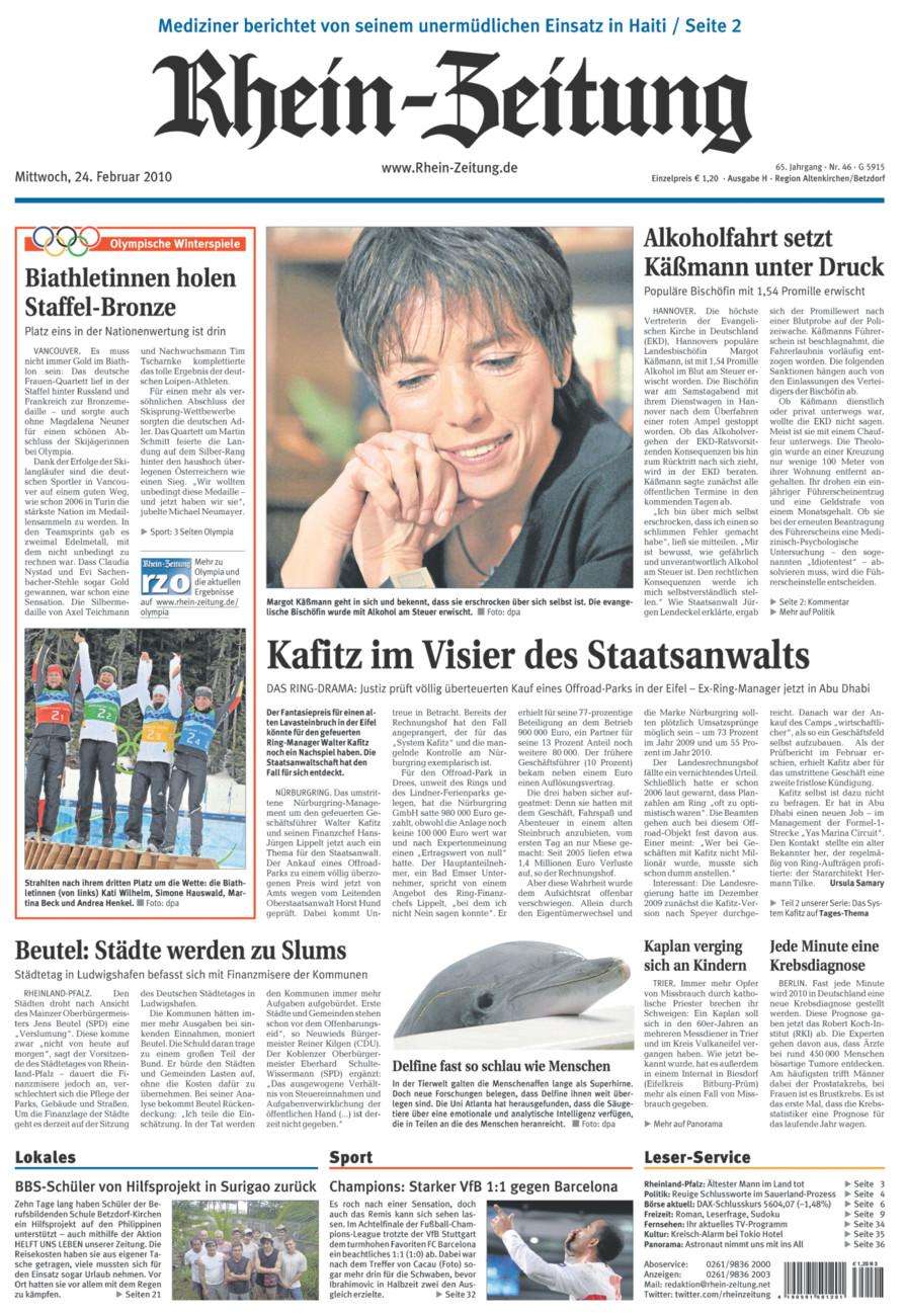 Rhein-Zeitung Kreis Altenkirchen vom Mittwoch, 24.02.2010
